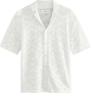 Next Kurzarmhemd Relaxed Fit Strickhemd, Lochstickerei