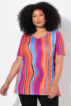 Ulla Popken Longshirt Longshirt A-Linie V-Ausschnitt