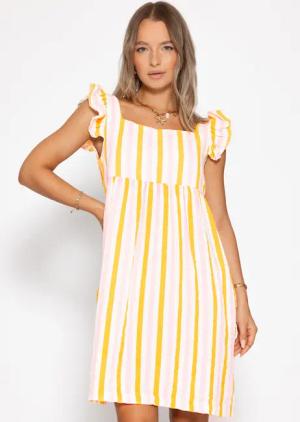 SASSYCLASSY Minikleid Gestreiftes Musselinkleid Damen Kleid