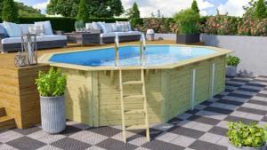 Karibu Achteckpool Massivholzpool kdi Schwimmbecken Gartenpool,