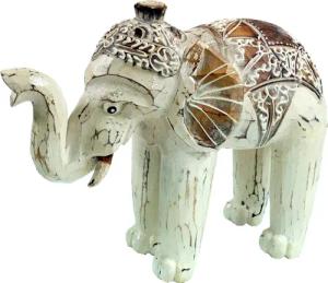 Guru-Shop Dekofigur Geschnitzter Elefant in 3