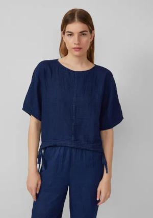 s.Oliver Kurzarmbluse Indigo dyed Bluse mit