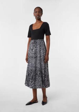 Comma Maxikleid Midikleid aus Materialmix mit