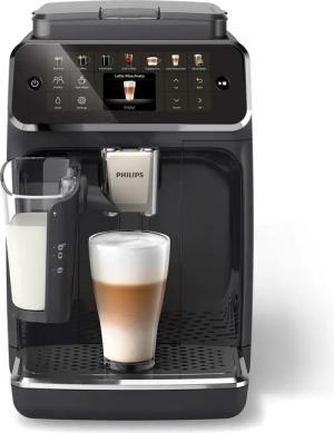 Philips Kaffeevollautomat "EP4441/50 4400 Series, 12 Kaffeespezialitäten (heiß oder eisgekühlt),", LatteGo-Milchsystem, SilentBrew Technologie, Schwarz