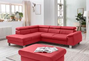 COTTA Ecksofa "Komaris L-Form mit Kopfteilverstellung", wahlweise mit Bettfunktion, Bettkasten & Beleuchtung