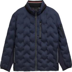 TOM TAILOR Herren Plus Size - Hybrid Lightweight Steppjacke mit verstaubarer Kapuze, blau, Uni, Gr. 2XL