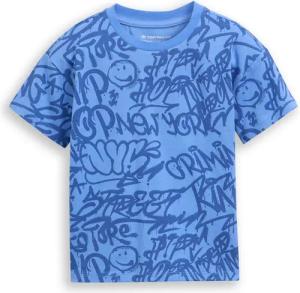 TOM TAILOR Jungen Oversize T-Shirt mit Allover-Print, blau, Gemustert, Gr. 92/98