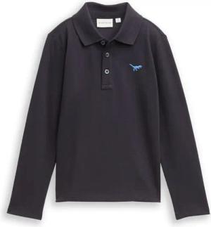 TOM TAILOR Jungen Langarm Poloshirt mit Stickerei, grau, Uni, Gr. 128/134