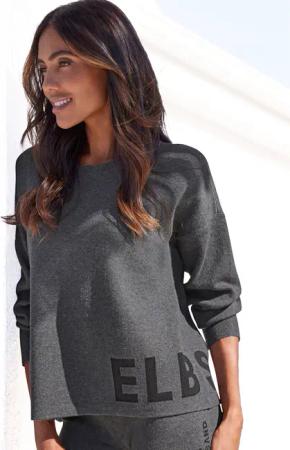 ELBSAND Strickpullover Damen Anthrazit Gr.48/50