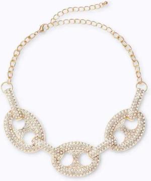heine Kette mit Anhänger HEINE Damen Collier mit Glassteinen, goldfarben