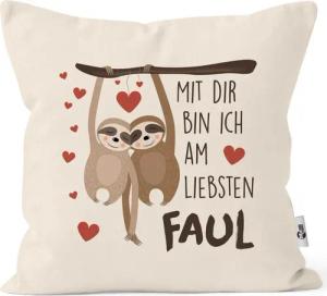 MoonWorks Dekokissen Kissen-Bezug Spruch Mit dir