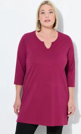 Ulla Popken Longshirt Longshirt A-Linie Tunika-Ausschnitt