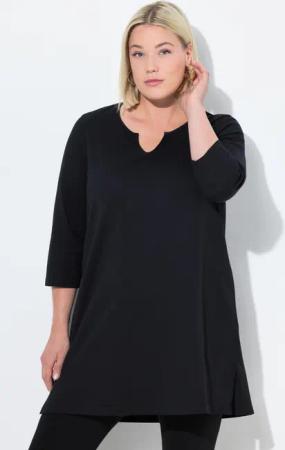 Ulla Popken Longshirt Longshirt A-Linie Tunika-Ausschnitt