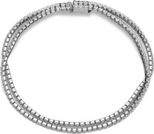 Unique Edelstahlarmband Zweireihiges Edelstahl-Armband silber Zirkonia