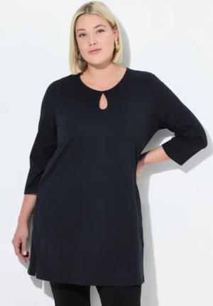 Ulla Popken Longshirt Longshirt A-Linie Rundhalsausschnitt