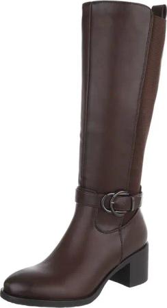 Ital-Design Damen Stiefel mit Gürtelschnalle und