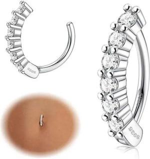 Krfy Bauchnabelpiercing Bauchnabelringe Damen 925 Silber