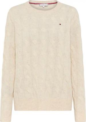 Tommy Hilfiger Curve Strickpullover "CRV SOFT WOOL CABLE C-NK LS SWT", in großen Größen, mit Zopfmuster, aus reiner Wolle