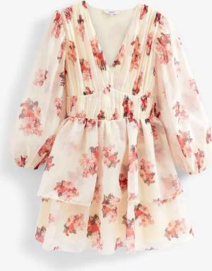 Next Druckkleid Gestuftes Langarm-Minikleid mit Blumen-Print