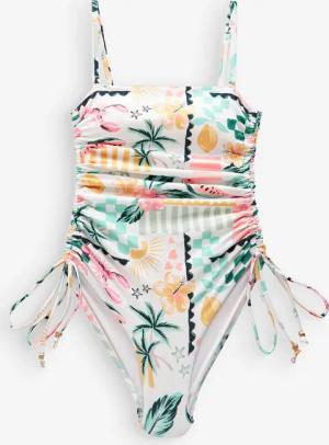 Next Badeanzug Bauchformender Bandeau-Badeanzug mit Beinrüschen