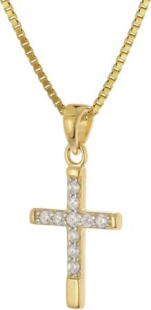 trendor 28596 Kreuz-Anhänger Gold 333 (8 K) mit vergoldeter Silber-Halskette