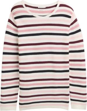 TOM TAILOR Damen Plus Size - Strickpullover aus Bio-Baumwolle, rosa, Gestreift, Gr. 50