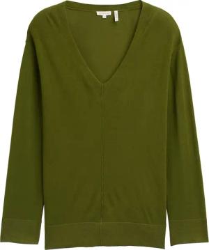 TOM TAILOR Damen Plus Size - Loose Fit Strickpullover, grün, Uni, Gr. 54