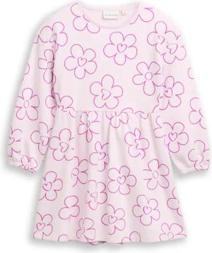 TOM TAILOR Mädchen Sweatshirt-Kleid mit Blumenmuster, rosa, Geblümt, Gr. 92/98
