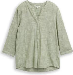 TOM TAILOR Damen Bluse aus Baumwolle, grün, Uni, Gr. 36