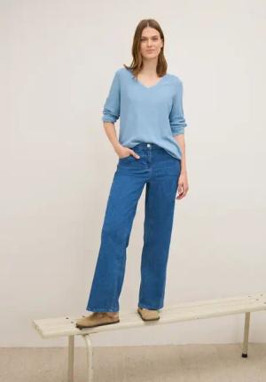 Cecil Damen V-Neck Strickpullover in Blau, Gr: S