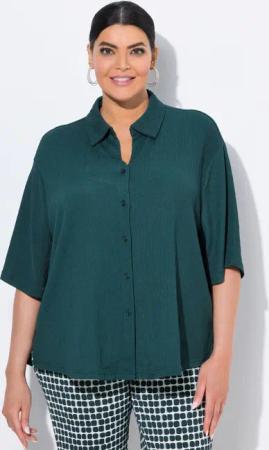 Ulla Popken Hemdbluse Bluse Struktur Hemdkragen