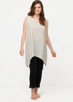 Ulla Popken Longtop Top Zipfelsaum V-Ausschnitt