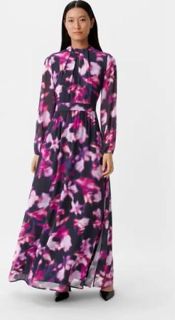 Comma Maxikleid Gemustertes Chiffonkleid mit Drapierung