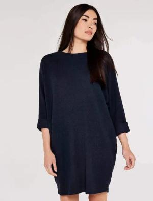 Apricot Minikleid Cocoon-Minikleid, mit Umschlagärmeln