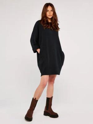 Apricot Strickkleid Cocoon-Minikleid, mit Umschlagärmeln
