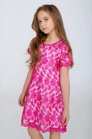 LEMONI Spitzenkleid Spitzen-Midikleid in Himbeerfarbe für