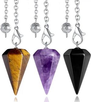 LuxusKollektion Edelstein Kristall Pendel Amethyst Obsidian