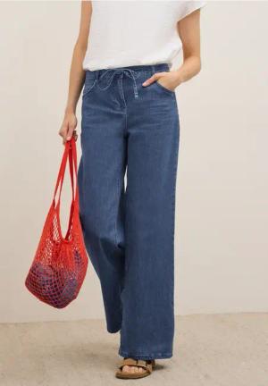 Cecil Damen Flared Wide Leg Jeans in Blau, Gr: 31
