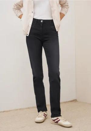 Cecil Damen Straight Leg Jeans in Grau, Gr: 29