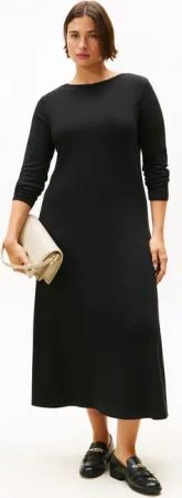Tommy Hilfiger Curve A-Linien-Kleid "CRV 5X2 RIB FLARE MIDI DRESS LS", in großen Größen, in gerippter Struktur und ausgestellter Form