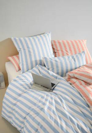 hessnatur Renforcé Bettwäsche-Set CANNES aus Bio-Baumwolle - blau - Größe 240x220 / 2x40x80 cm
