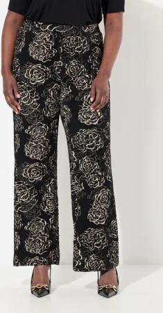 Ulla Popken Funktionshose Jacquard-Jerseyhose Blüten weites