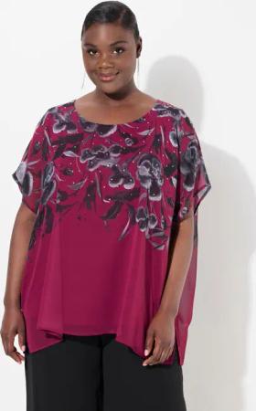 Ulla Popken Druckbluse Blusenshirt doppellagig Oversized