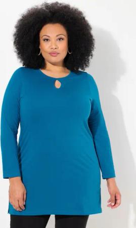 Ulla Popken Longshirt Longshirt A-Linie Keyhole