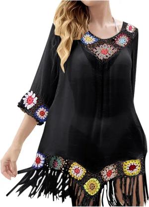 RWEUOQ Strandkleid Damen Fransen Bikini Cover