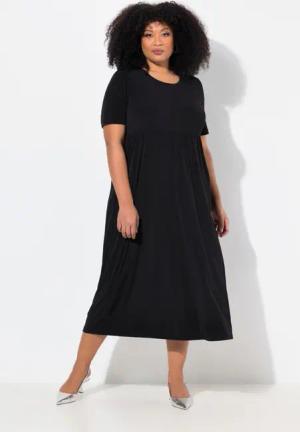 Ulla Popken Maxikleid Jerseykleid Empirenaht Rundhals