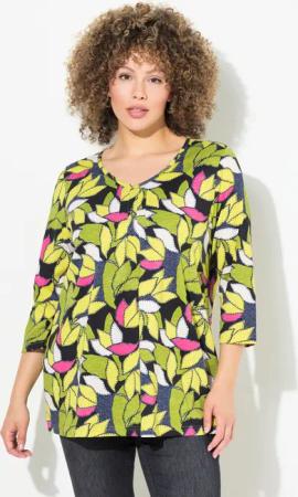 Ulla Popken Sweatshirt Shirt Blätter A-Linie