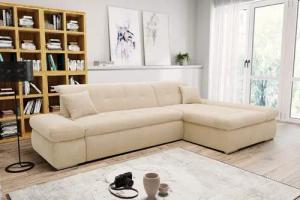 DOMO collection Ecksofa "Moric Luxus - B/T/H 300/172/80 cm, XXL-Format", L-Form, 140kg Belastung/Sitz, Cord, creme