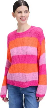 Cartoon Strickpullover "Cartoon Damen Strickpullover mit Blockstreifen", (1 tlg.), Color Blocking