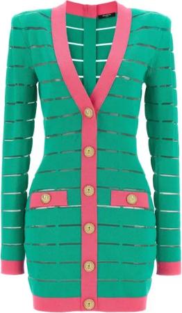 Balmain - Two-Tone Knit Dress - Größe 38 - grün